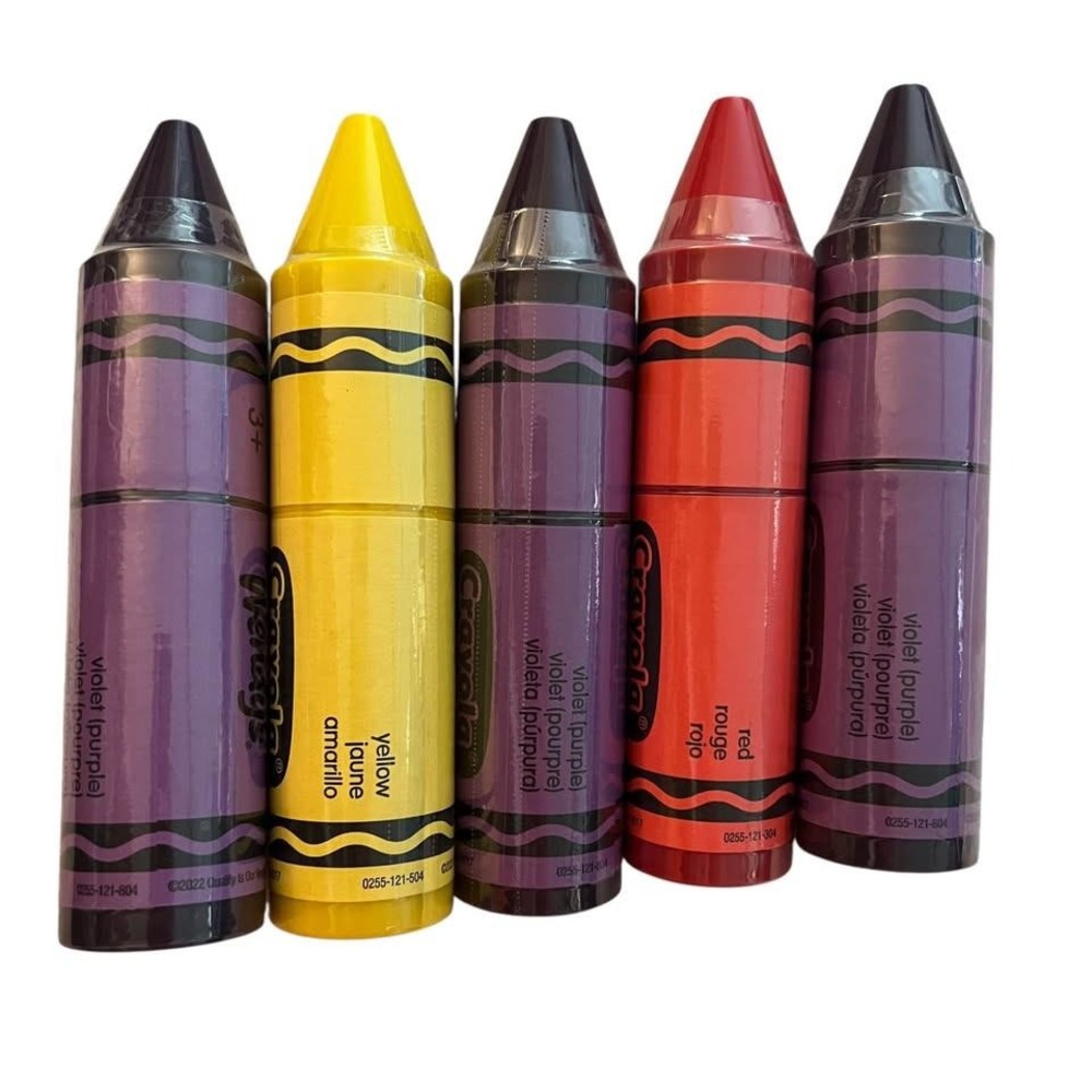 Set Of 5 Wendy's Kids Meal Crayola Crayons 2022 SEALED NEW 3 Purple Yellow Red